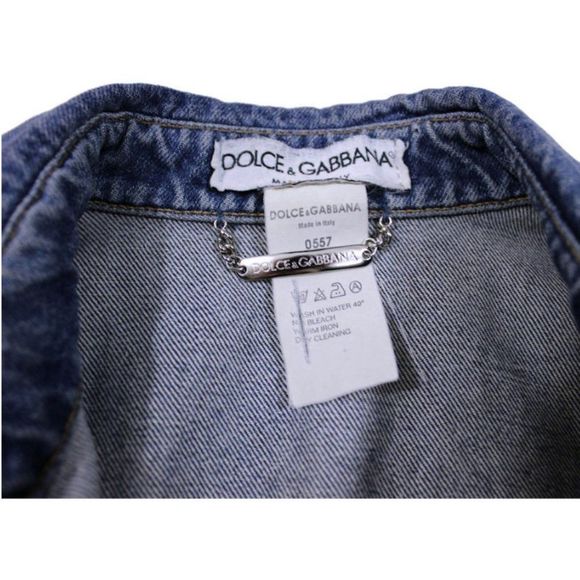 DOLCE & GABBANA Vintage 90's Distressed Denim Blue Jean Casual Jacket - Picture 8 of 11